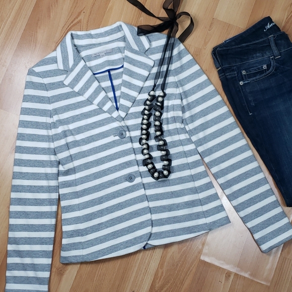 GAP Jackets & Blazers - GAP Academy Grey and White Striped Blazer